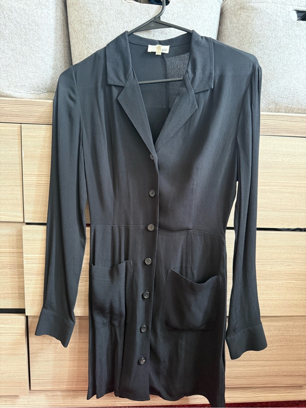 Wilfred Free Black Long-Sleeve Button Front Dress